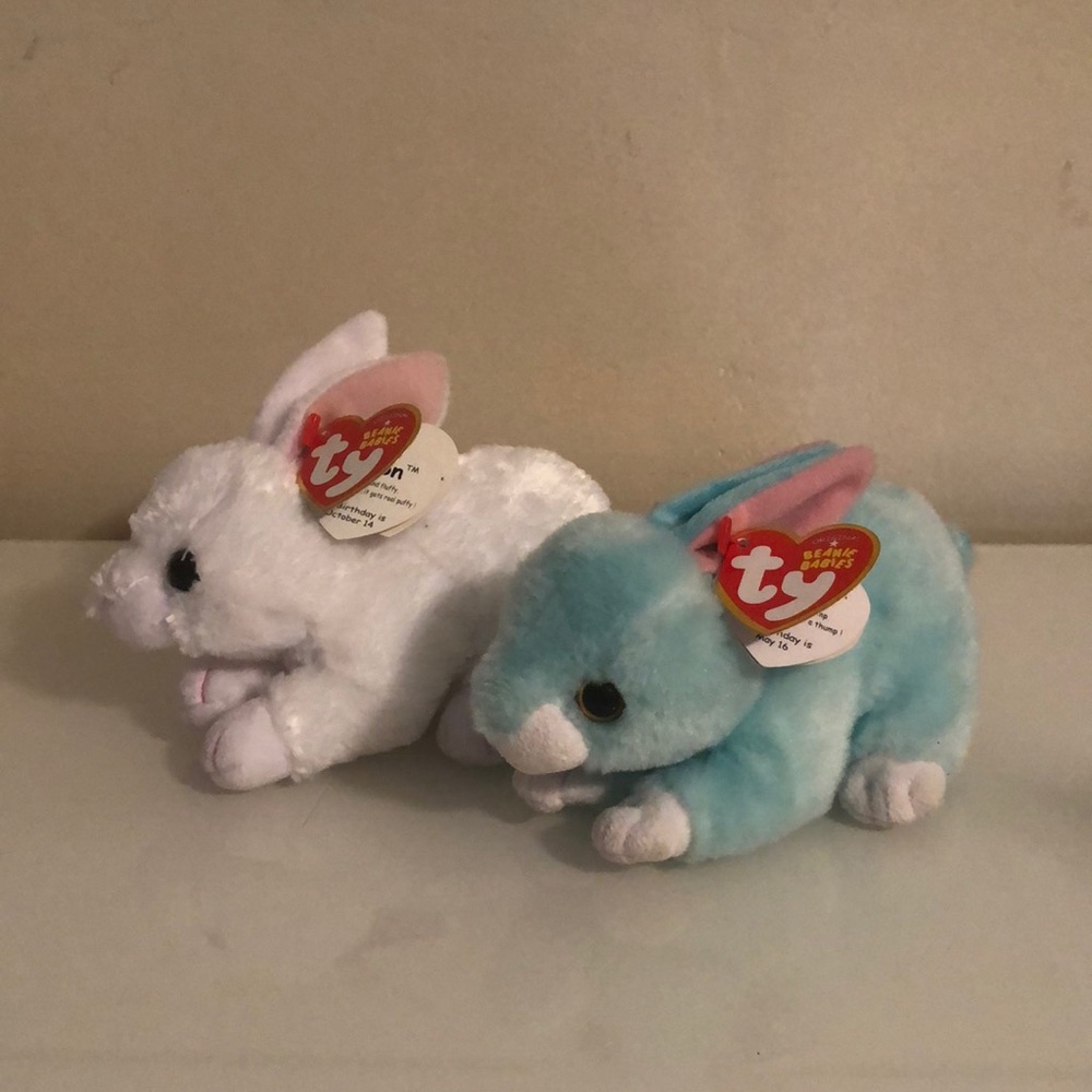 TY Beanie Babies Bunny Rabbits “Cotton & Jumper”